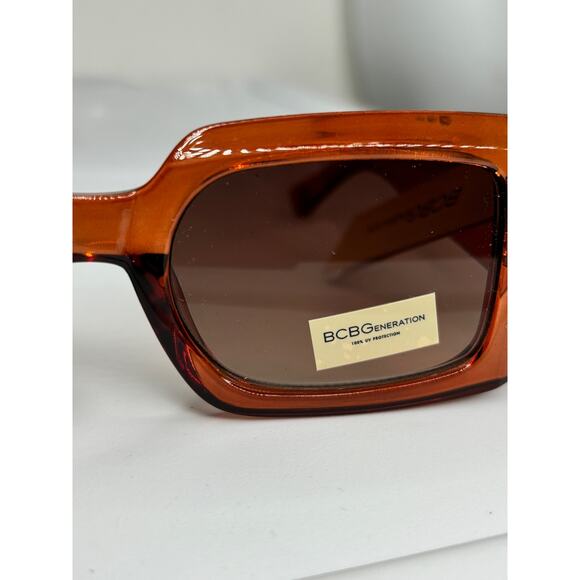 BCBGENERATION 52mm Burnt Orange/Brown Rectangle Sunglasses - Picture 2 of 4